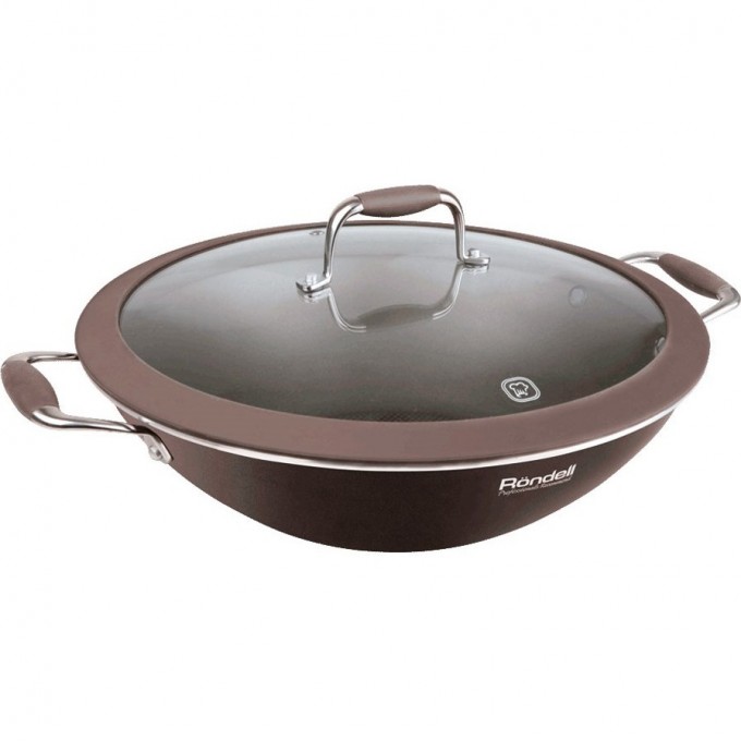 Вок с крышкой RONDELL MOCACCINO PROFESSIONAL 32 см, 4,5 л RDA-932